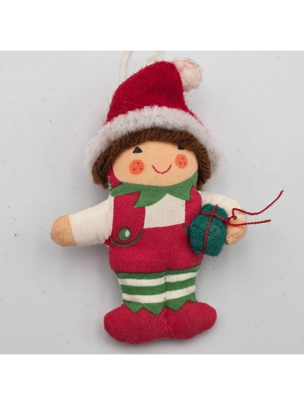 Vintage Christmas Elf Brooch & Ornament Santa Hat Gift Fabric Hanging Decoration